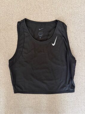 Nike Black Women's Performance Crop Tank with Reflective Swoosh